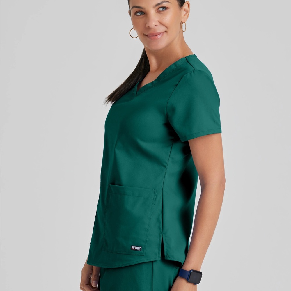 NWOT 2 Grey's Anatomy Aubrey Women’s Scrub Tops - Classic Red and Hunter Green.